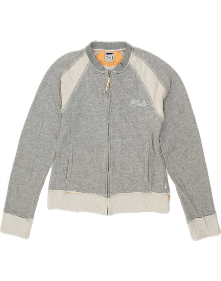 FILA Womens Tracksuit Top Jacket IT 40/42 Small Grey Colourblock Cotton Vintage Fila and Second-Hand Fila from Messina Hembry 