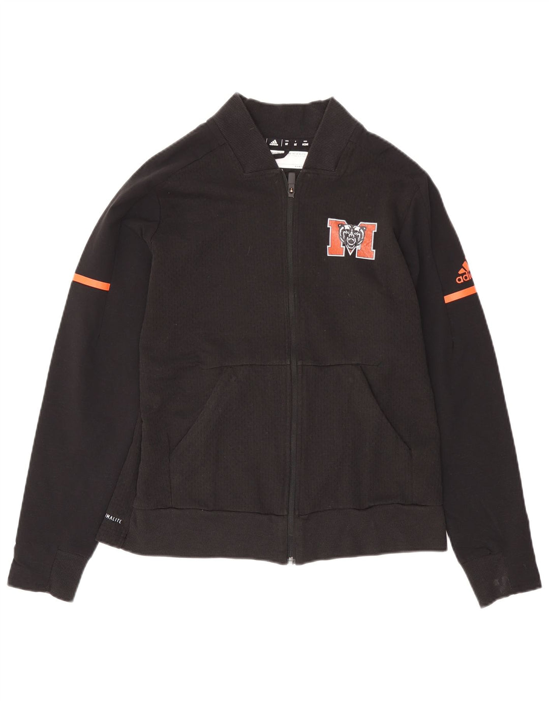 ADIDAS Womens Climalite Graphic Tracksuit Top Jacket UK 12/14 Medium Black