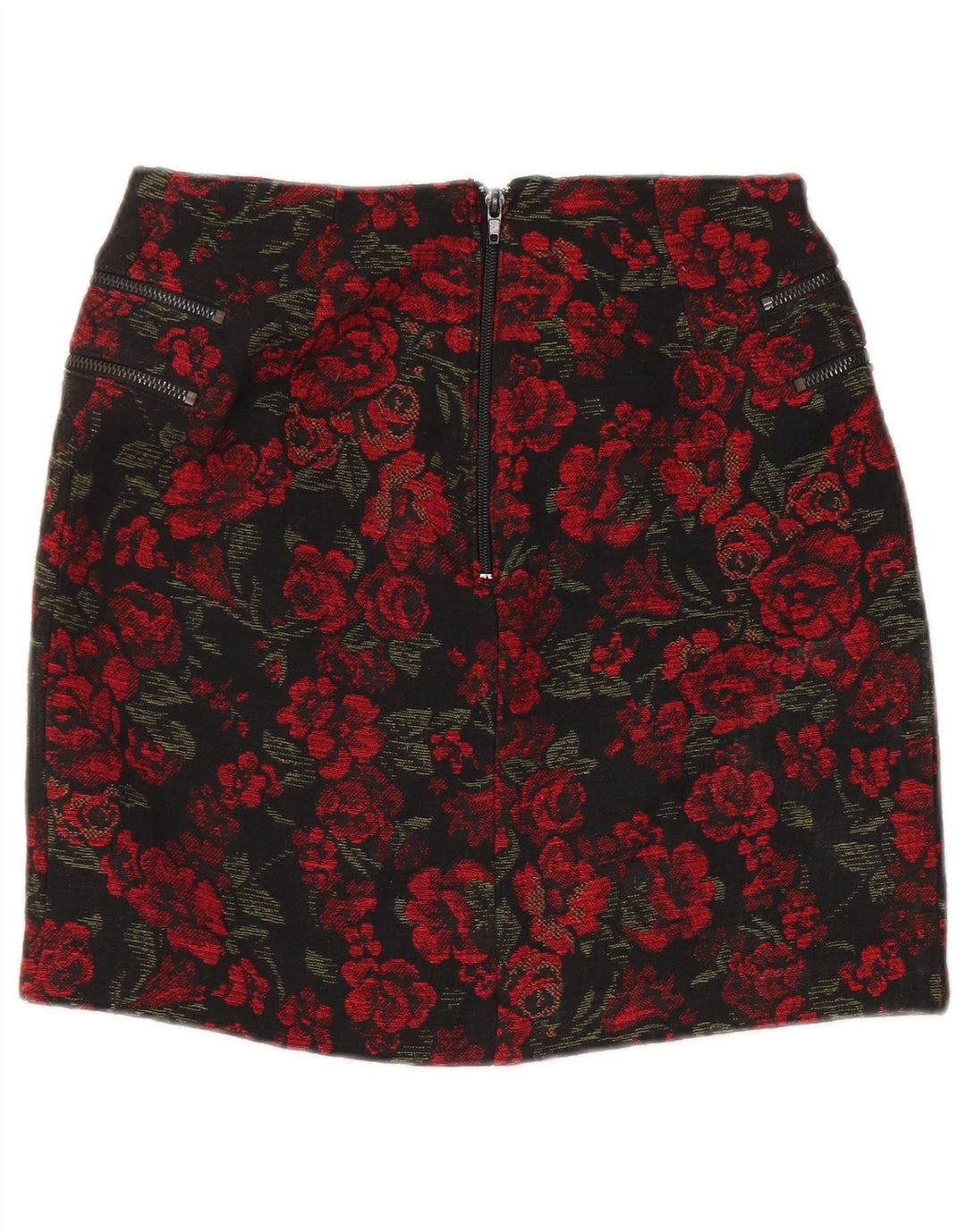 PIMKIE Womens High Waist Mini Skirt IT 42 Medium W26 Red Floral Cotton