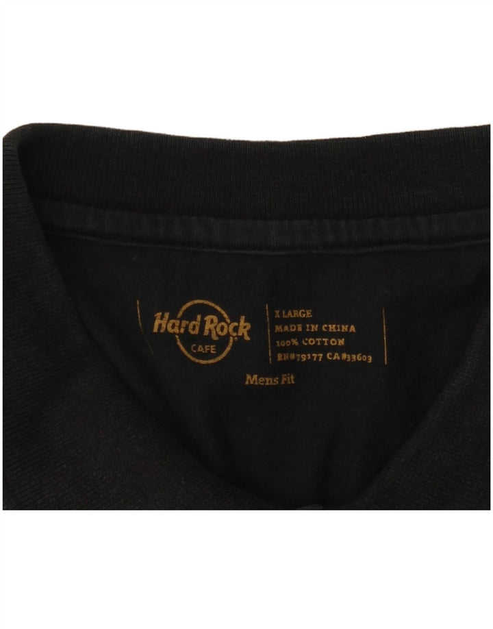HARD ROCK CAFE Mens Copenhagen Graphic Polo Shirt XL Black Cotton