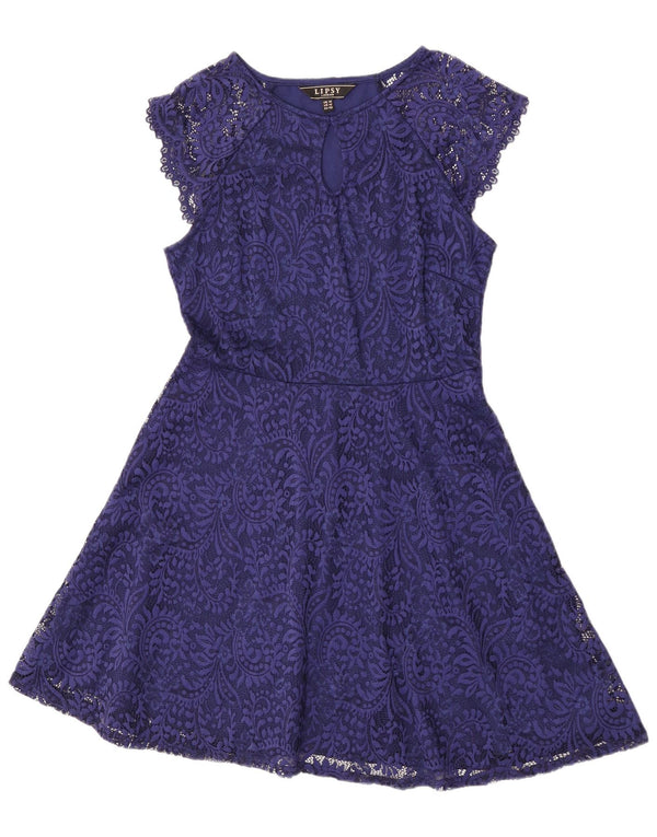 Lipsy Womens A-Line Dress UK 14 Medium Navy Blue Paisley Polyamide
