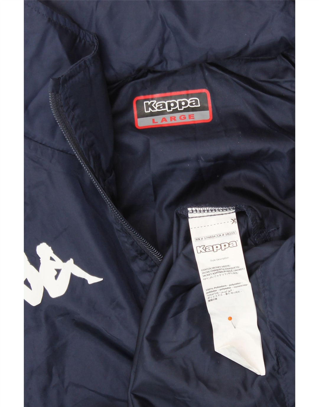 KAPPA Mens Windbreaker Jacket UK 40 Large Navy Blue Polyester