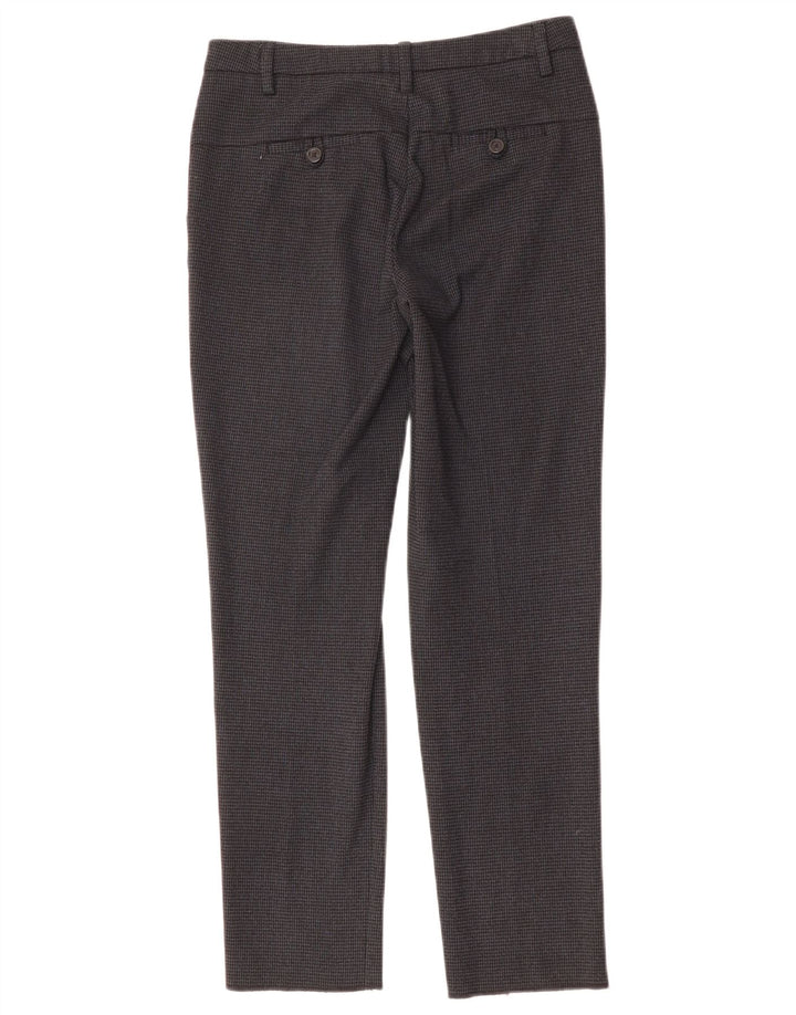 BENETTON Womens Slim Suit Trousers UK 6 XS W28 L27 Black Houndstooth