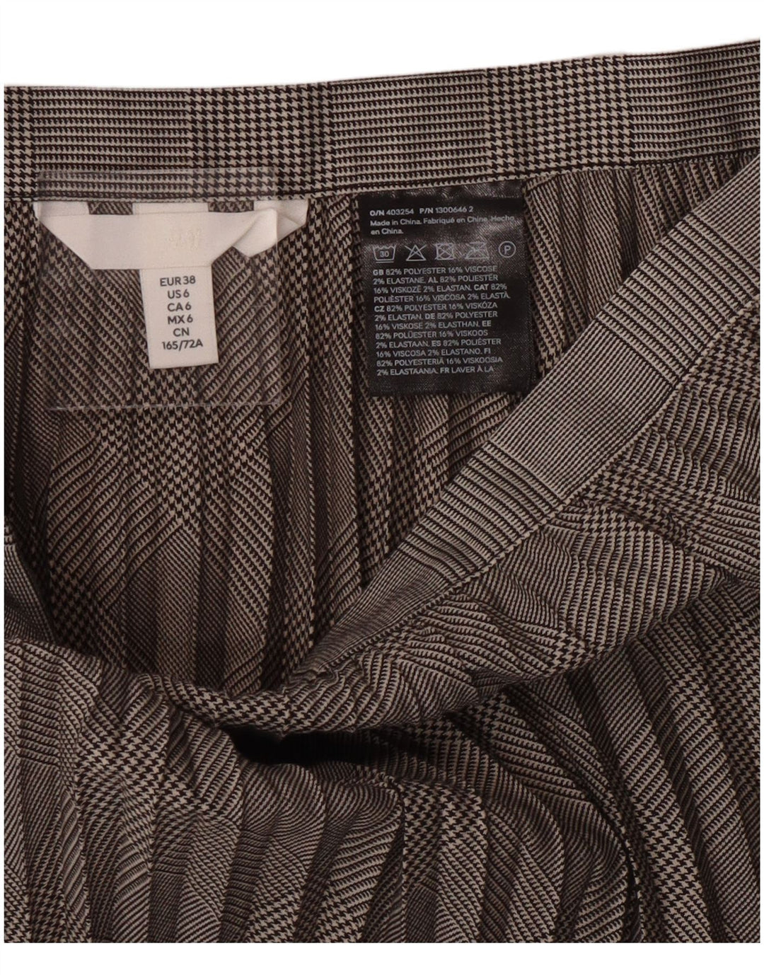 H&M Womens Knife Pleated Skirt EU 38 Medium W28 Grey Houndstooth Polyester