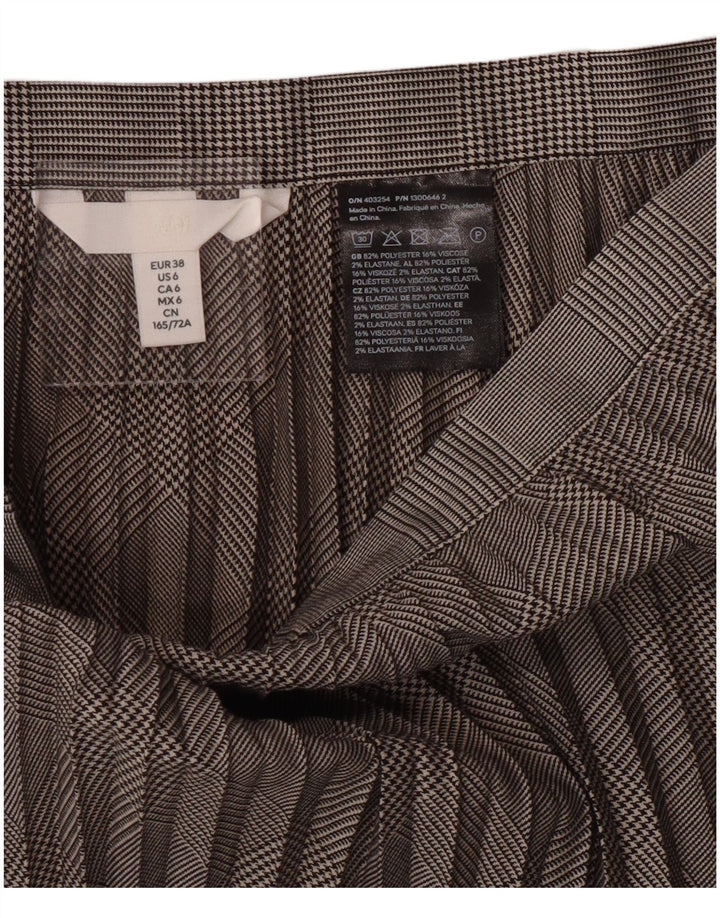 H&M Womens Knife Pleated Skirt EU 38 Medium W28 Grey Houndstooth Polyester
