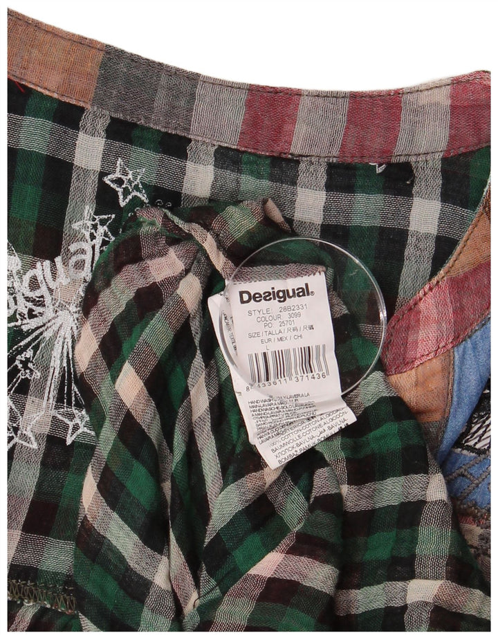 DESIGUAL Womens Graphic Blouse Top UK 16 Large Multicoloured Check