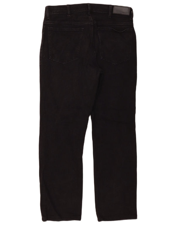 Wrangler Mens Straight Jeans W34 L29 Black Cotton