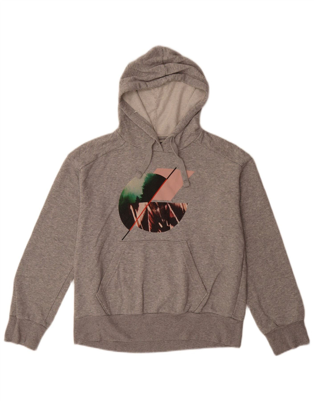 PRANA Womens Oversized Graphic Hoodie Jumper UK 6 XS Grey