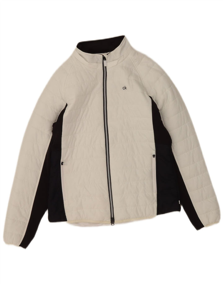 Calvin Klein Womens Golf Padded Jacket UK 12 Medium White Colourblock
