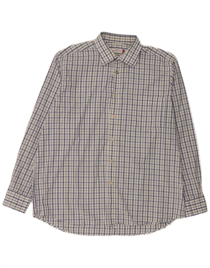 Gloriette Mens Shirt Size 43 Large White Check Cotton