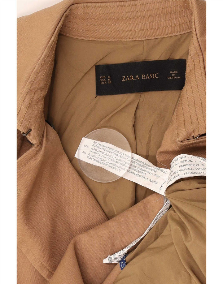 Zara Womens Trench Coat UK 14 Medium Beige Cotton