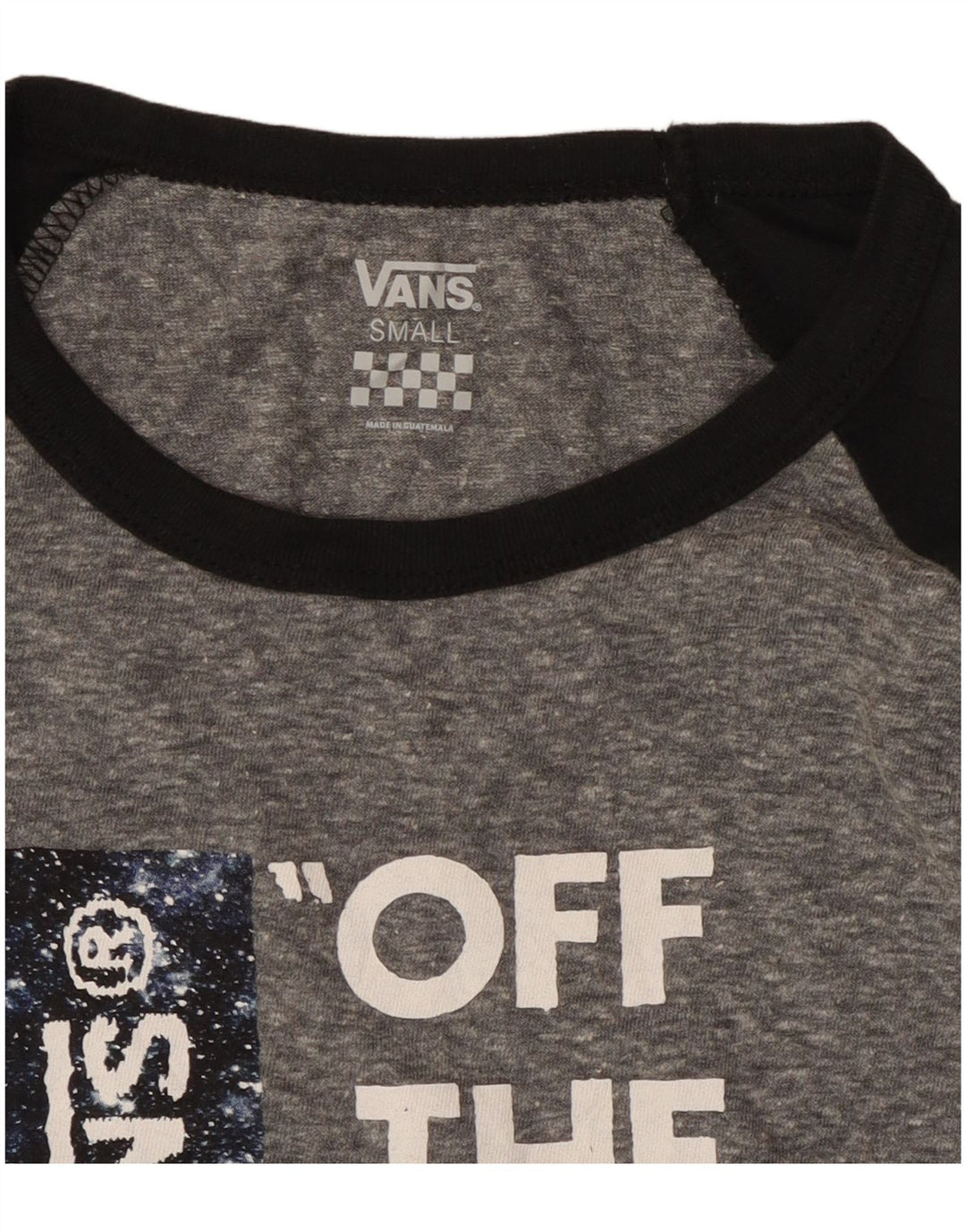 VANS Womens Graphic Top 3/4 Sleeve UK 10 Small Grey Colourblock