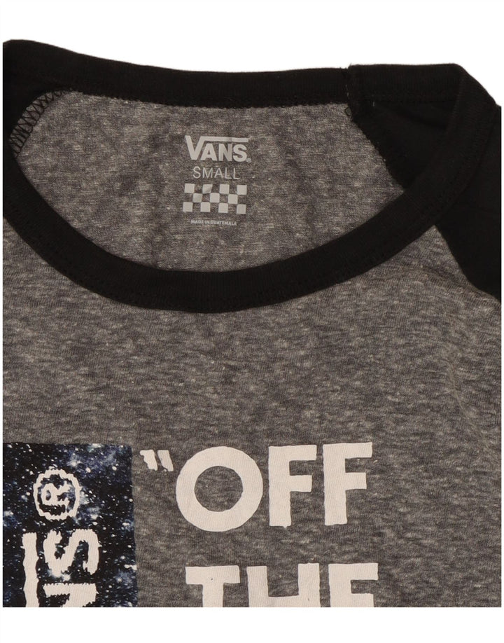 VANS Womens Graphic Top 3/4 Sleeve UK 10 Small Grey Colourblock