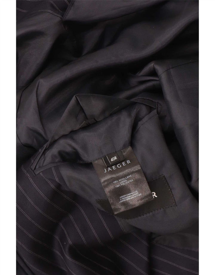 Jaeger Mens 2 Button Blazer Jacket UK 40 Large Navy Blue Pinstripe Wool