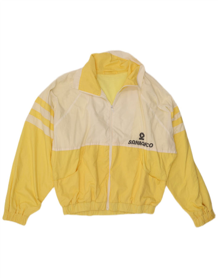 Vintage Mens Graphic Bomber Jacket UK 42 XL Yellow Colourblock