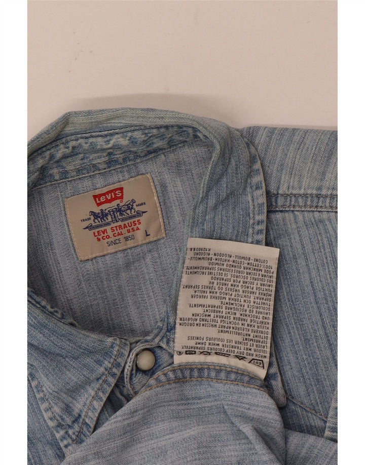 Levi's Mens Denim Shirt Large Blue Pinstripe Cotton