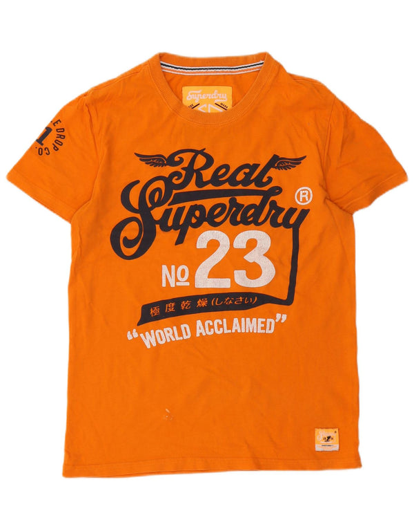 Superdry Mens Graphic T-Shirt Top Medium Orange Cotton