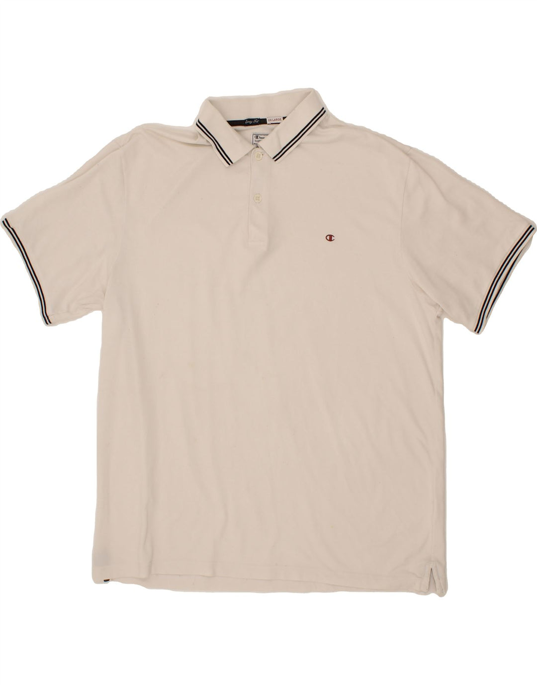 CHAMPION Mens Polo Shirt 2XL White Vintage Champion and Second-Hand Champion from Messina Hembry 
