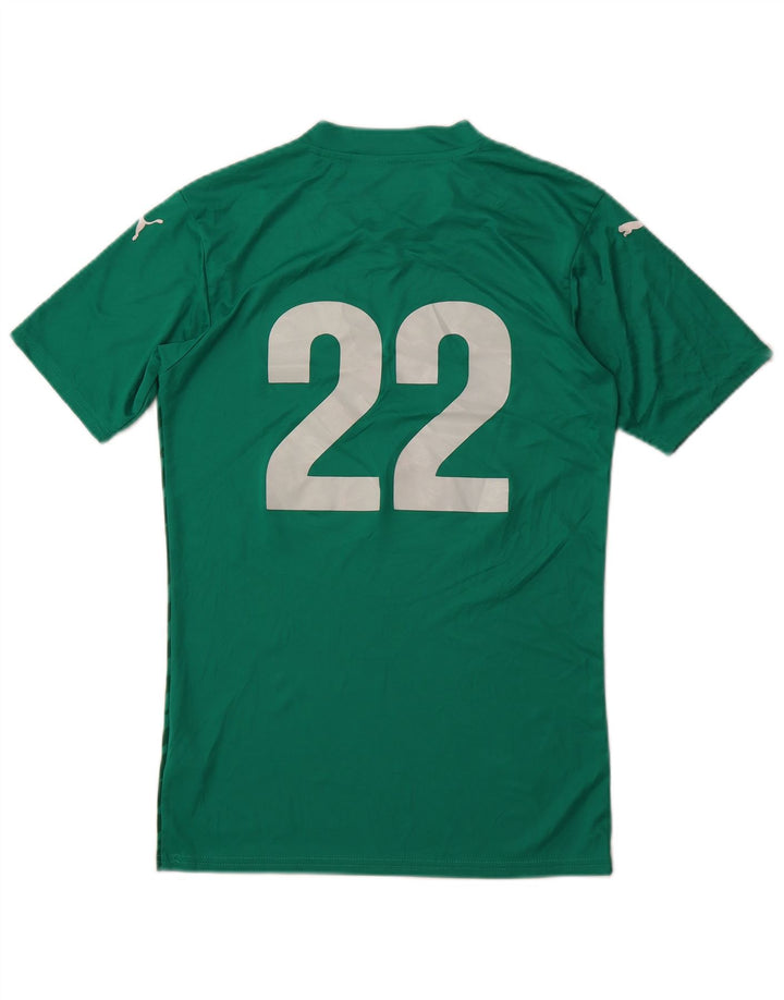 PUMA Mens Graphic T-Shirt Top Small Green Geometric Polyester