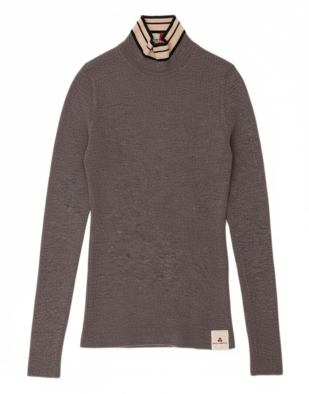 PEUTEREY Womens Turtle Neck Jumper Sweater UK 12 Medium Grey Wool