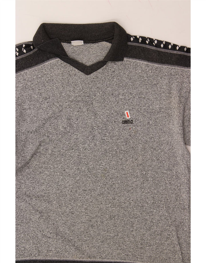 ARENA Mens Polo Shirt Medium Grey Colourblock Vintage Arena and Second-Hand Arena from Messina Hembry 