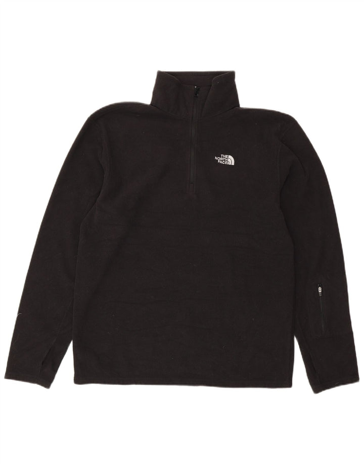 THE NORTH FACE Mens Zip Neck Fleece Jumper Medium Black Polyester