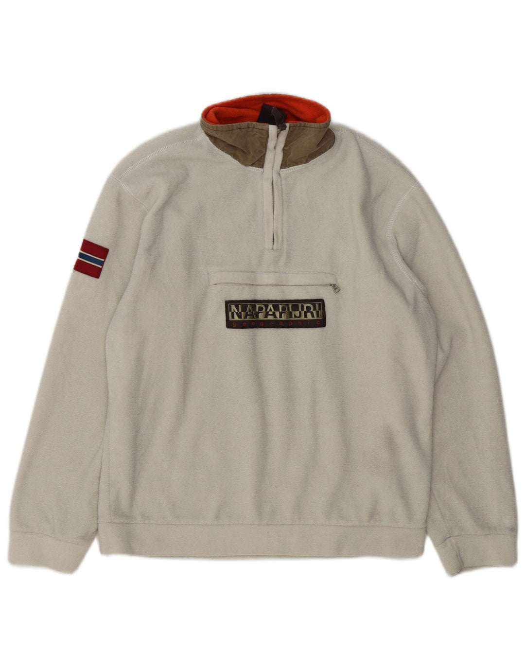 Napapijri Womens Graphic Fleece Jumper UK 14 Medium White Polyester