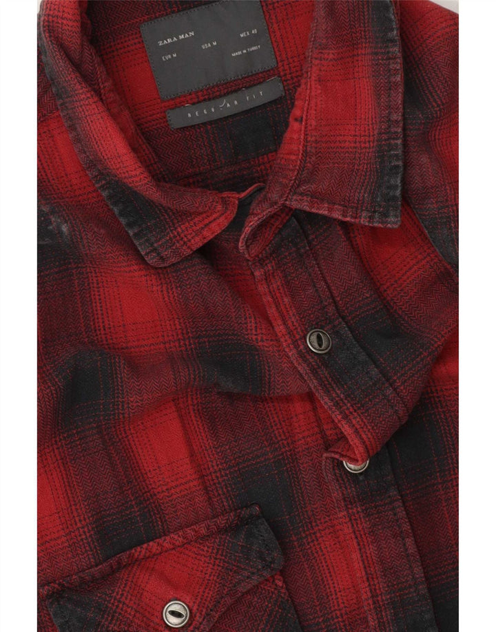 Zara Mens Sleeveless Regular Fit Flannel Shirt Medium Red Check