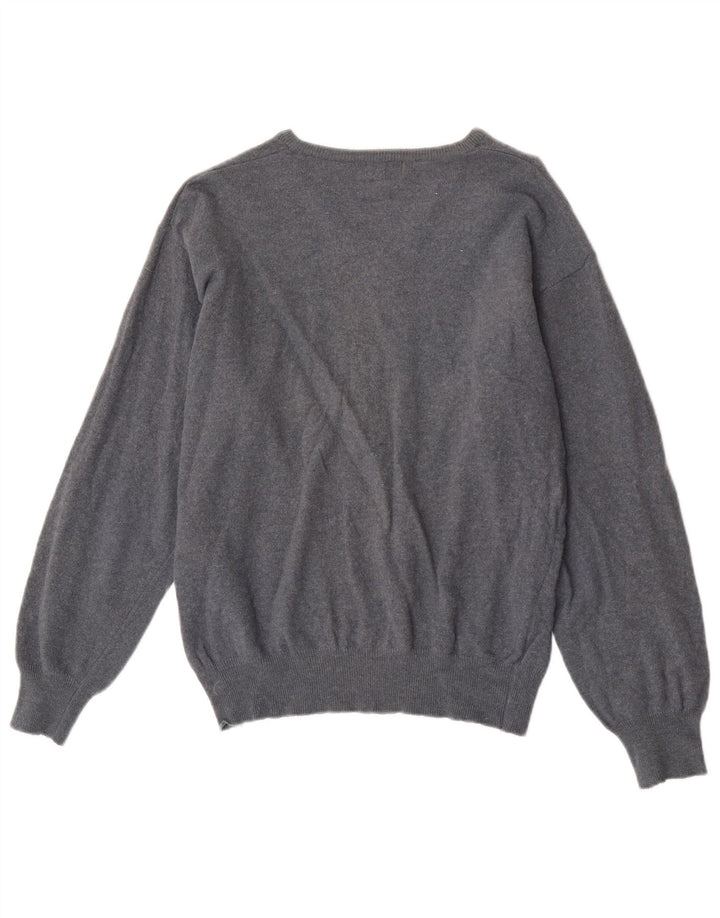 Kappa Womens V-Neck Jumper Sweater UK 14 Medium Navy Blue Wool