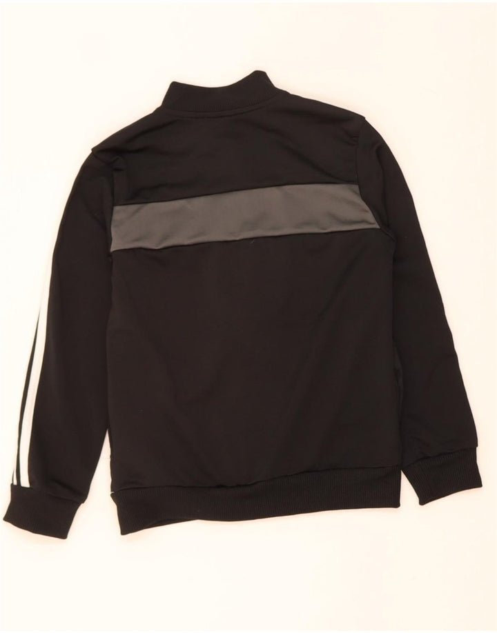 ADIDAS Boys Tracksuit Top Jacket 7-8 Years Black Colourblock Polyester