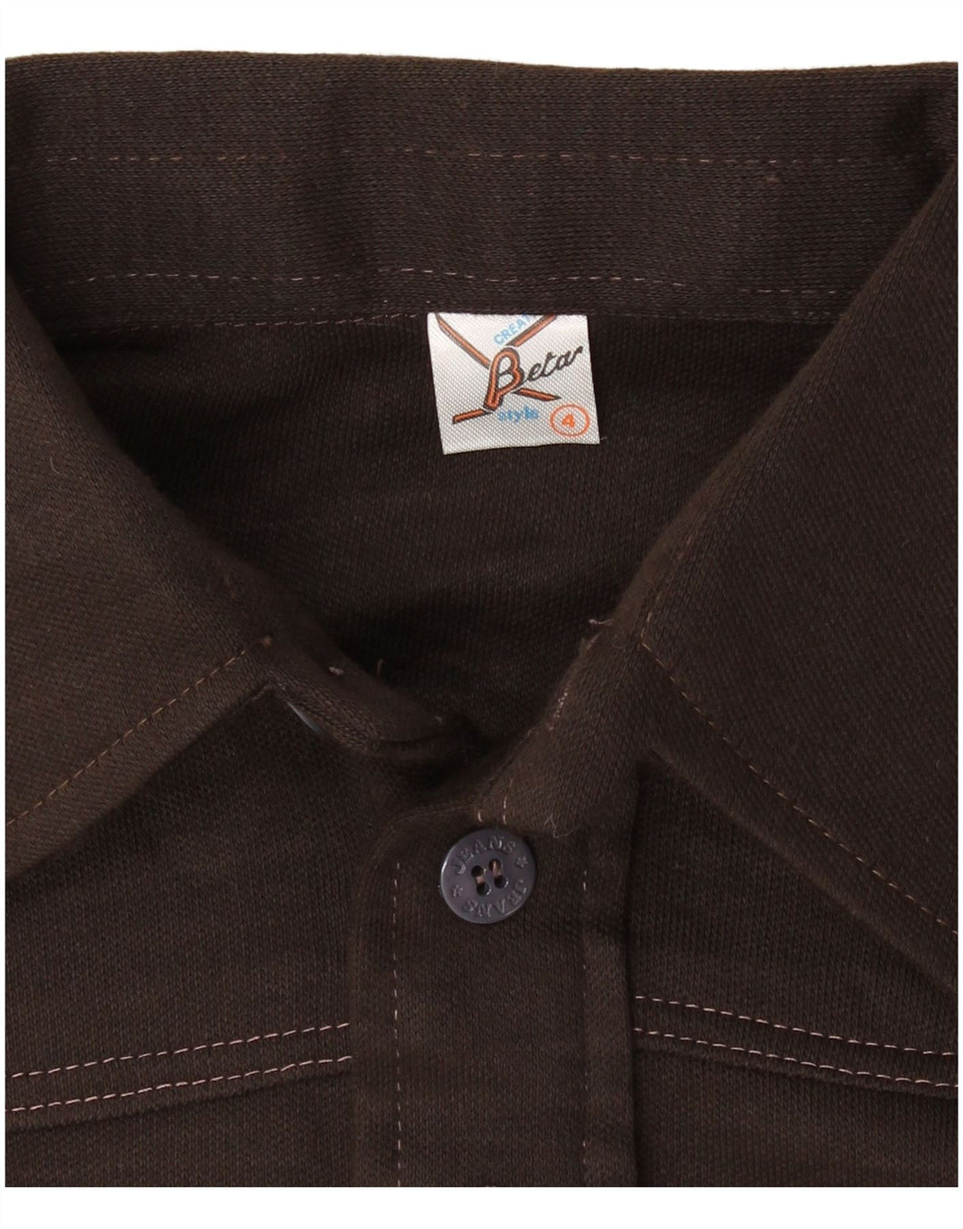 BETA Mens Long Sleeve Polo Shirt Small Brown