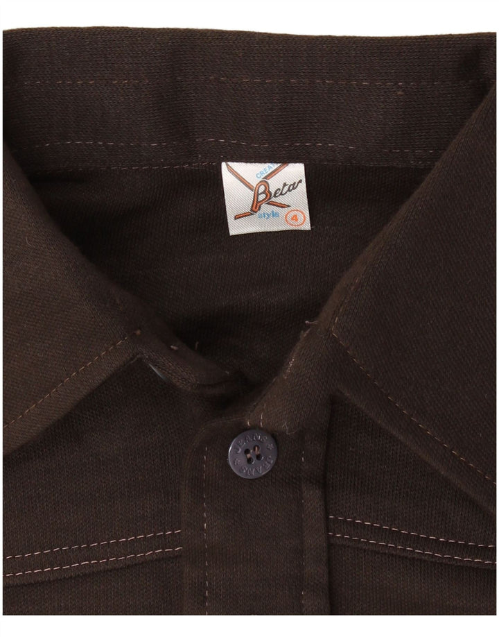 BETA Mens Long Sleeve Polo Shirt Small Brown