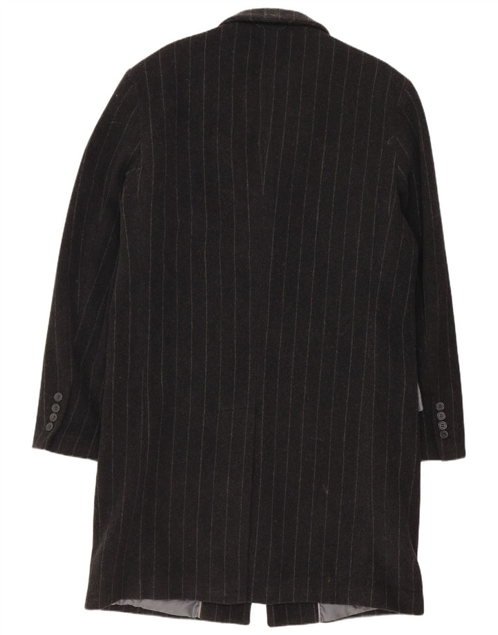 URBAN SPIRIT Mens Overcoat UK 38 Medium Black Striped Wool