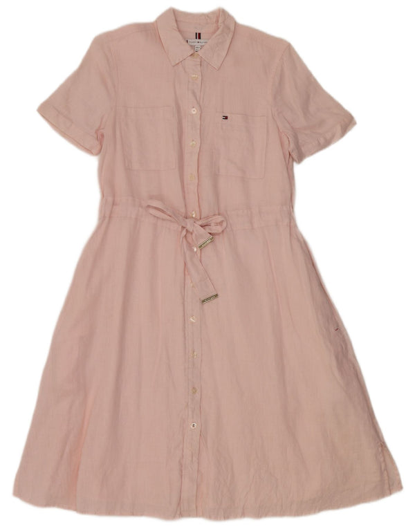 Tommy Hilfiger Womens Maxi Dress UK 4 XS Pink Linen