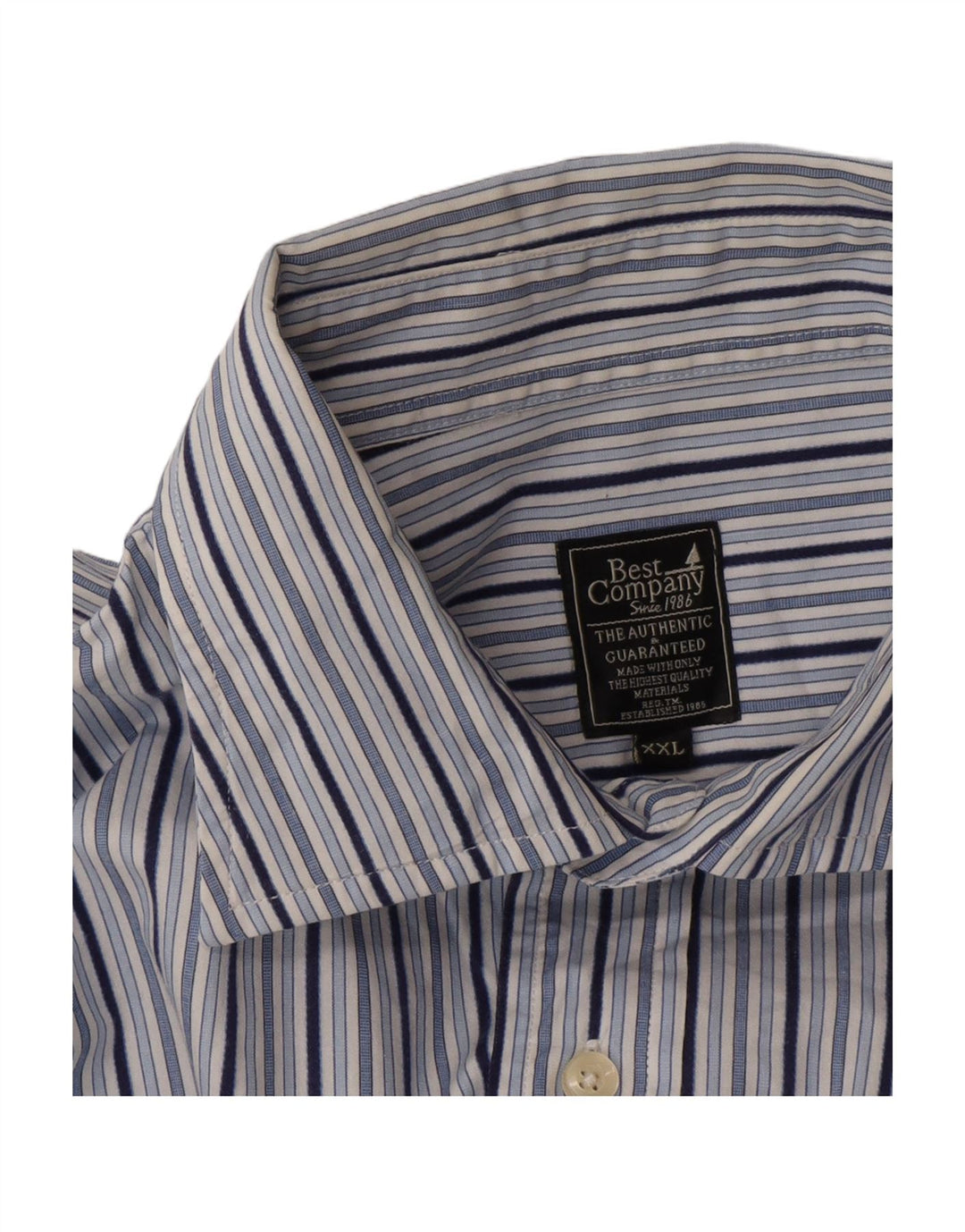 BEST COMPANY Mens Shirt 2XL Blue Striped