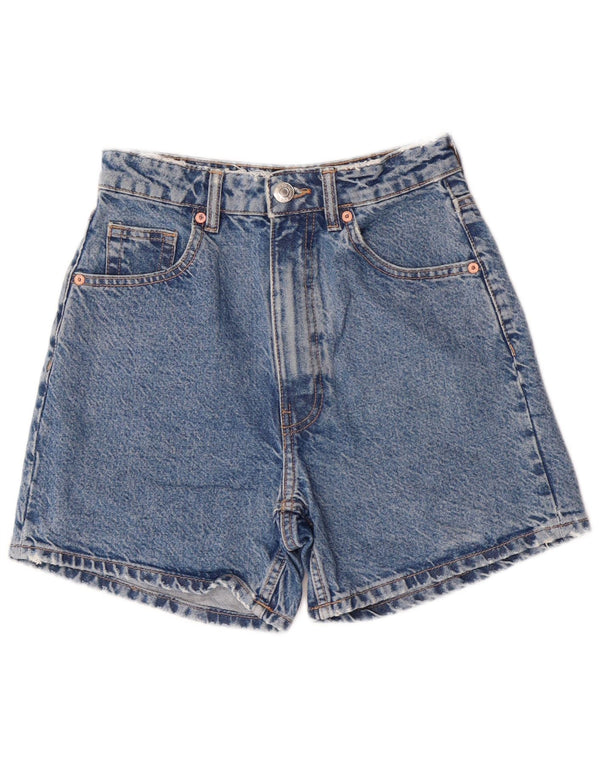 Zara Womens High Waist Denim Shorts EU 34 2XS W24 Blue Cotton Classic