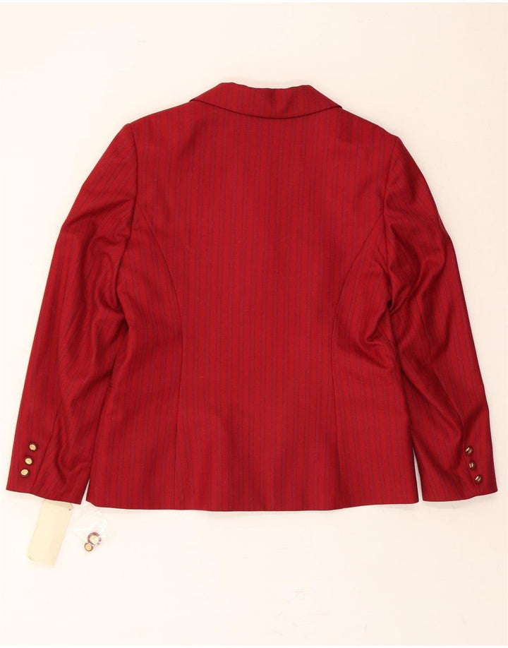 HENRY WHITE Womens 4 Button Blazer Jacket UK 12 Medium Red Striped Wool Vintage Henry White and Second-Hand Henry White from Messina Hembry 