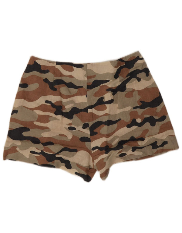 Zara Womens High Waist Cargo Shorts Small W26  Brown Camouflage