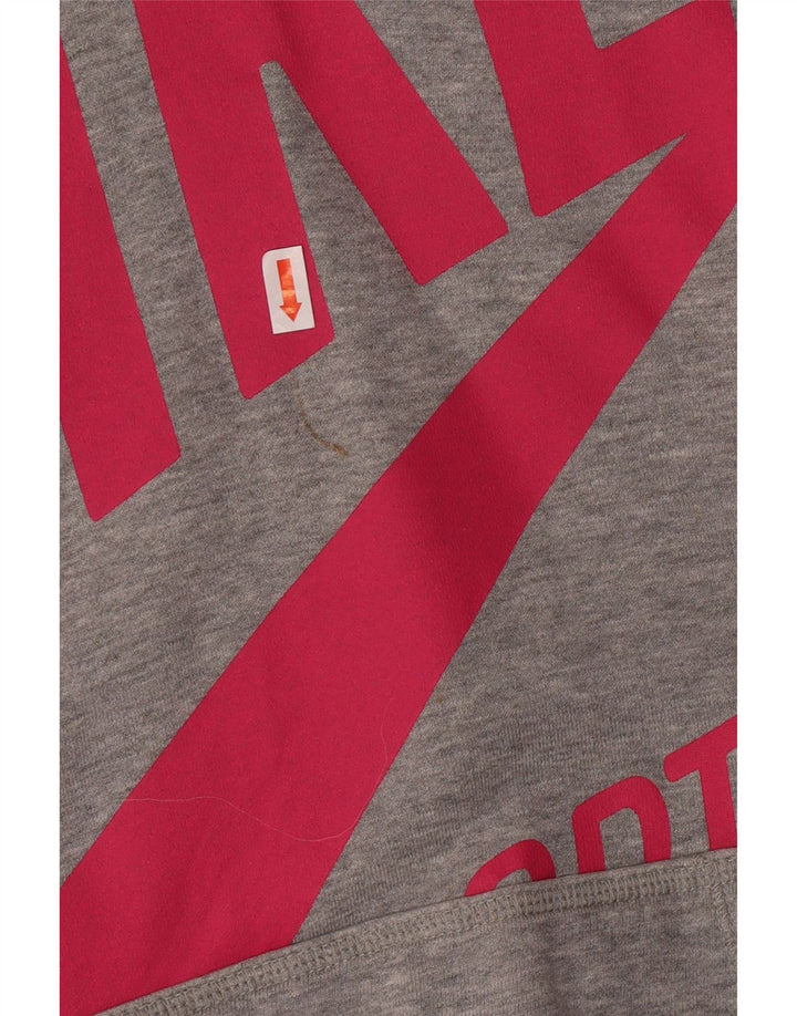 NIKE Womens Standard Fit Graphic Hoodie Jumper UK 14 Medium Grey Cotton