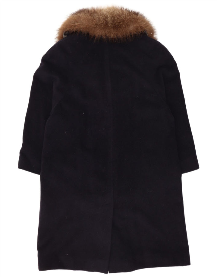 ELENA MIRO Womens Overcoat UK 16 Large Navy Blue Virgin Wool
