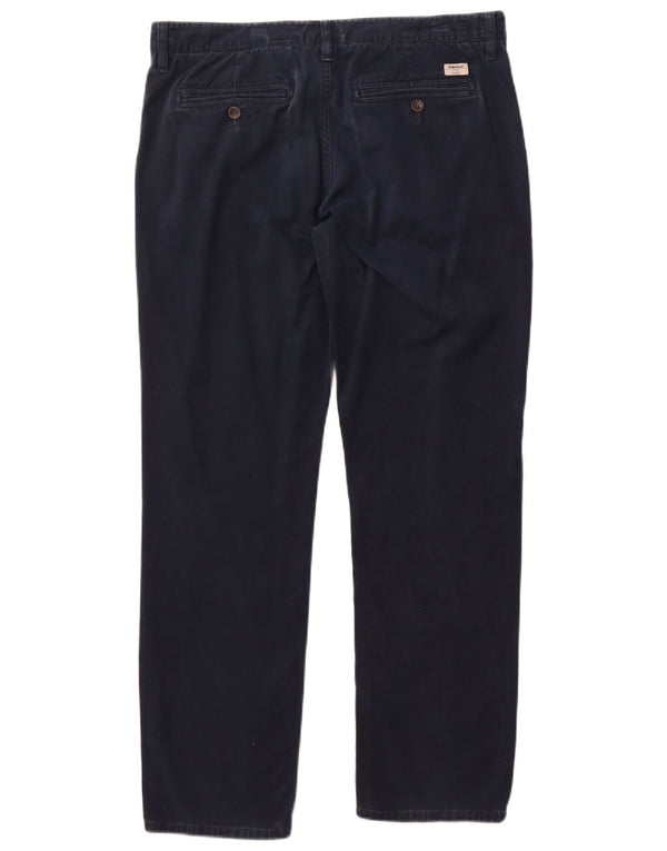 Timberland Mens Straight Chino Trousers W36 L31 Navy Blue Cotton