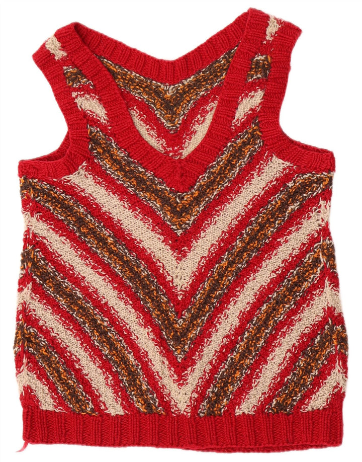 VINTAGE Womens Vest Tank Top UK 14 Medium Red Chevron