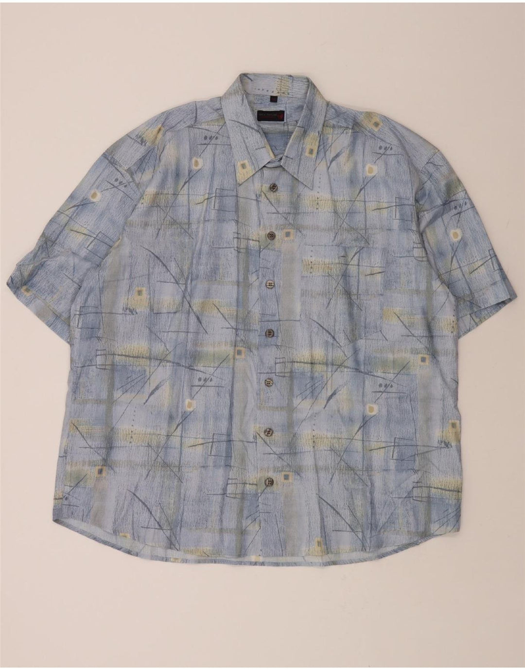 NICK TAYLOR Mens Abstract Pattern Short Sleeve Shirt 2XL Blue Vintage Nick Taylor and Second-Hand Nick Taylor from Messina Hembry 