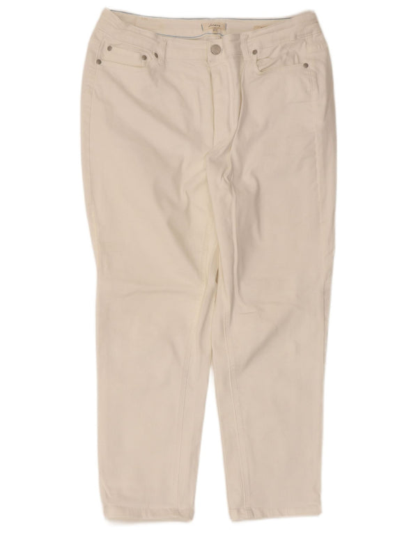 Joules Womens Straight Casual Trousers UK 16 Large W34 L25 White Cotton