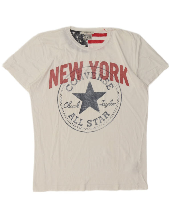 Converse Mens Chuck Taylor Graphic T-Shirt Top Large White Cotton