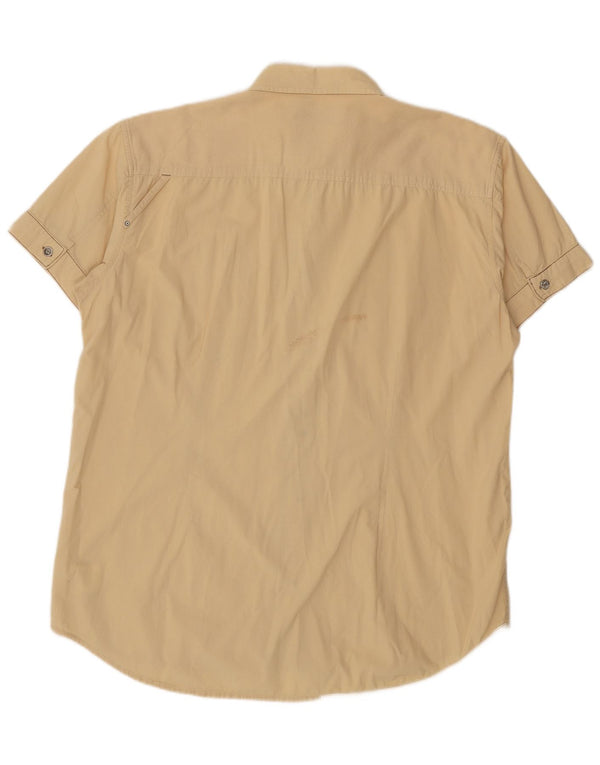 WRANGLER Mens Short Sleeve Shirt 2XL Beige Cotton