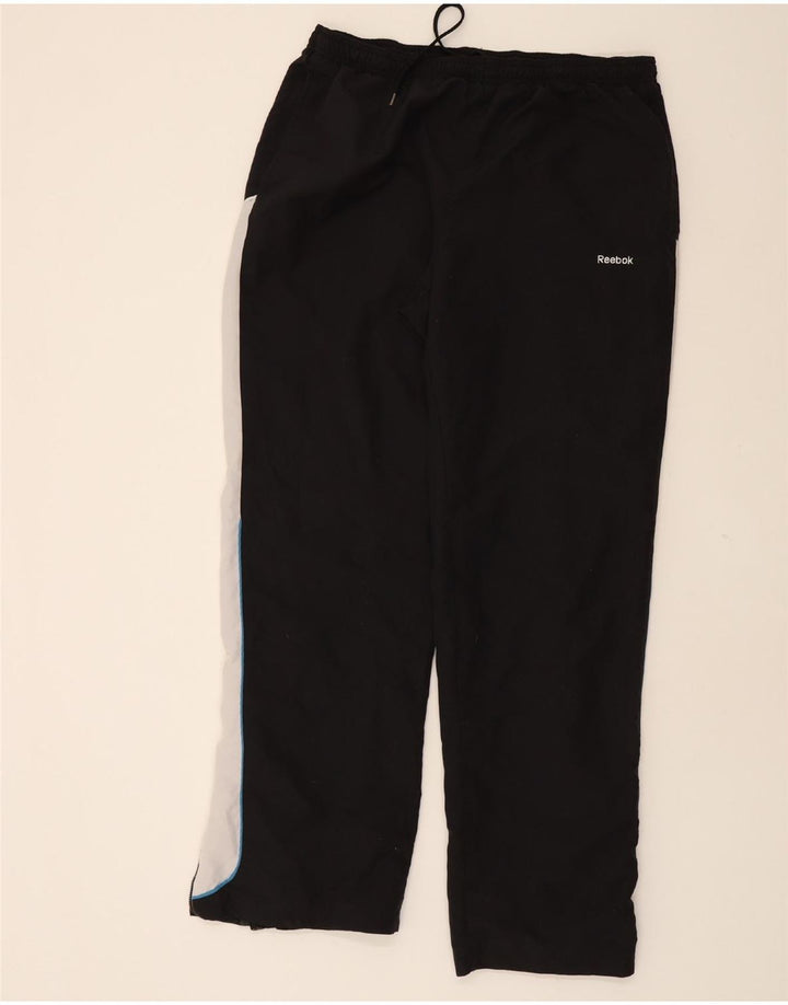 REEBOK Mens Graphic Tracksuit Trousers XL Black Colourblock Polyester Vintage Reebok and Second-Hand Reebok from Messina Hembry 
