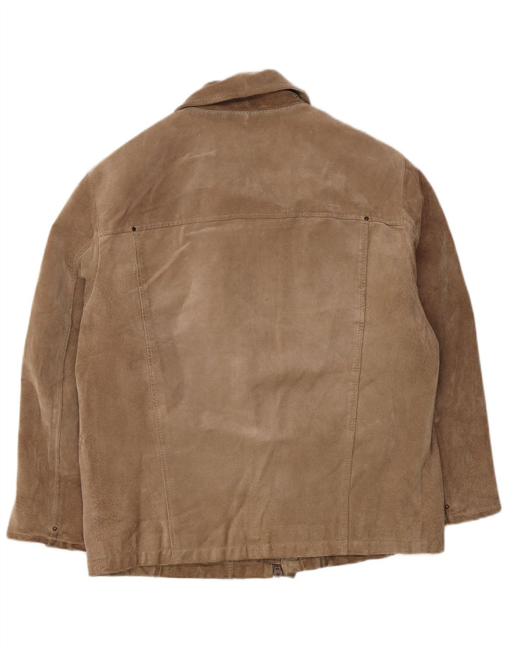 Vintage Mens Suede Jacket IT 50 Large Brown Leather