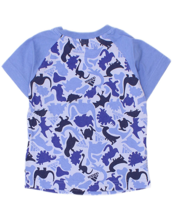 Adidas Baby Boys Graphic T-Shirt Top 9-12 Months Blue Animal Print Cotton