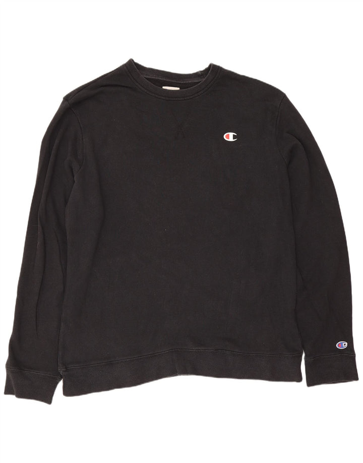 Champion Mens Sweatshirt Jumper Large Black Cotton
